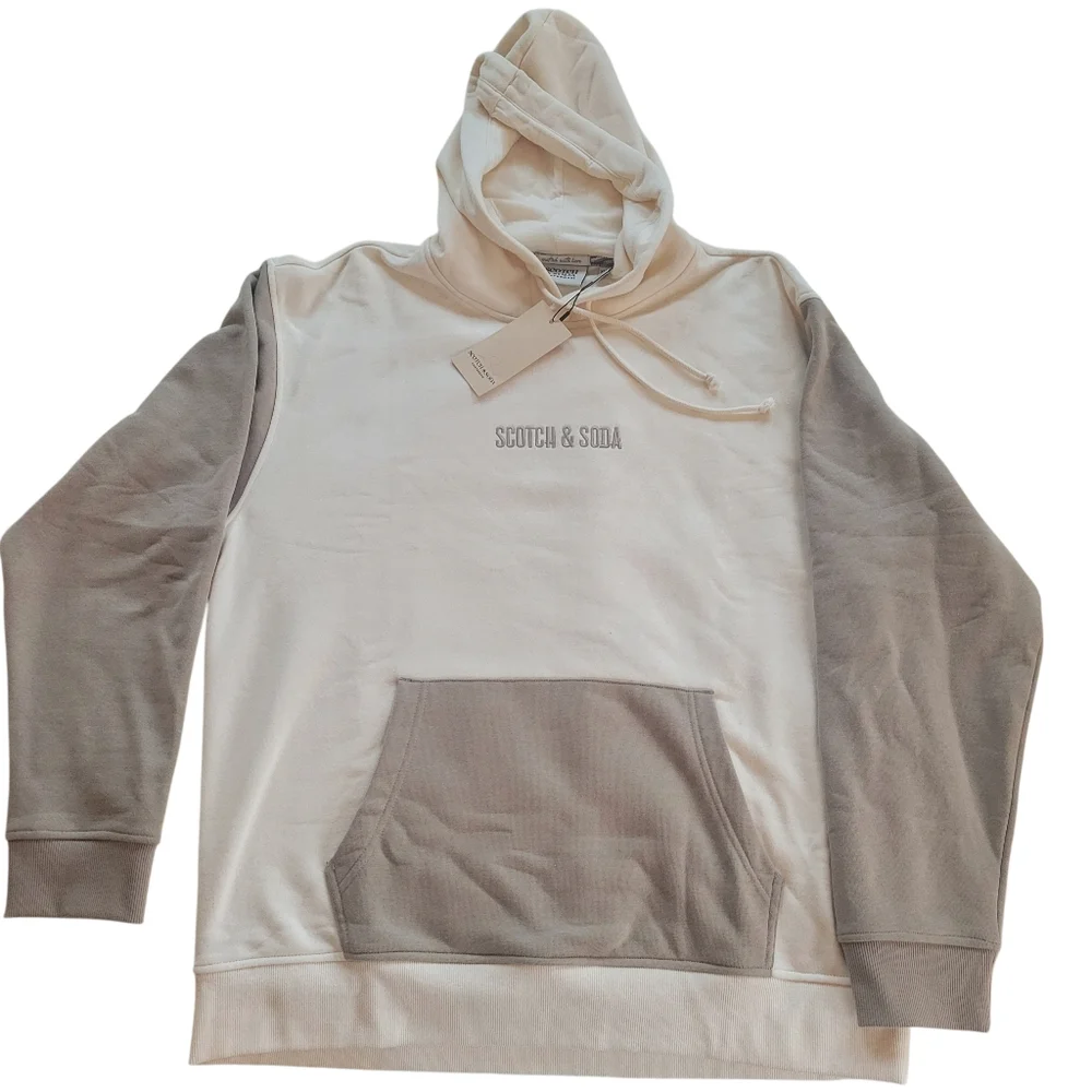 Scotch & Soda // M's Relaxed Fit Colorblock Hoodie // XL // Beige
